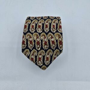 LANDS’ END Men's Necktie 100% Silk Tie Purple Gold embraided 58x3